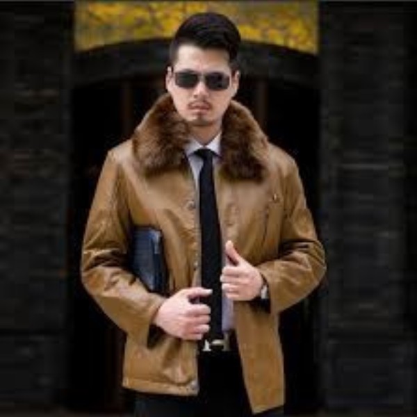 jaqueta de couro masculina com pelo