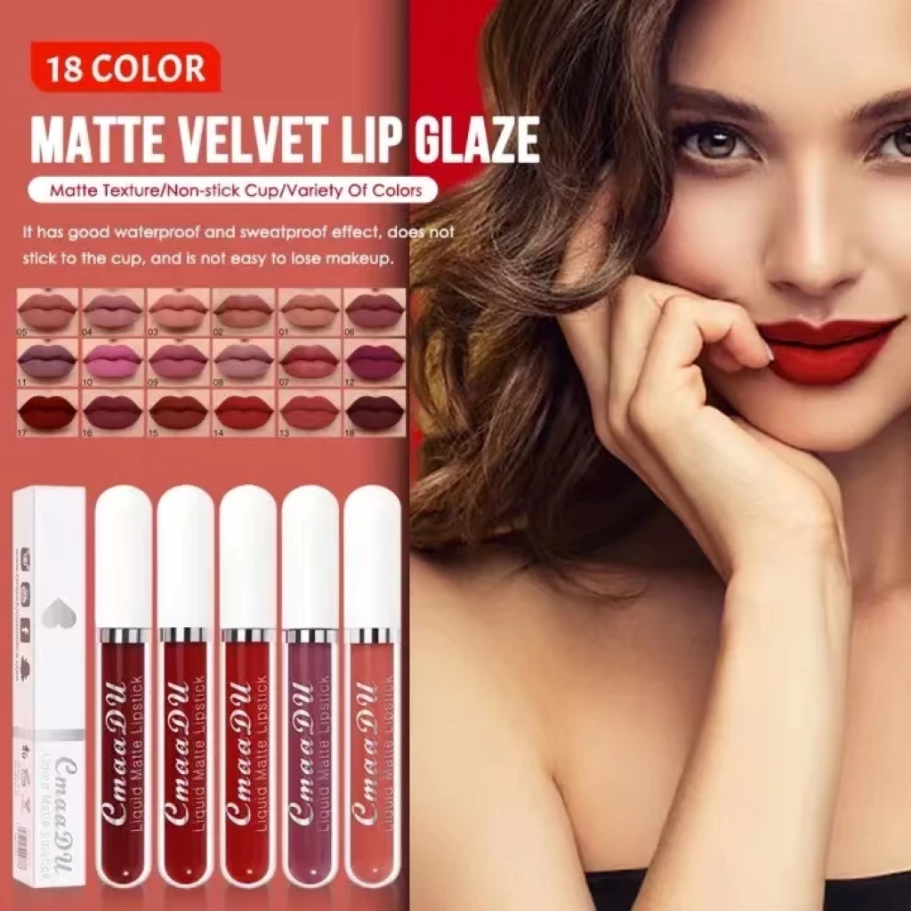 aE - Batons Matte Impermeáveis CMaaDu 18 Cores, Longa Duração