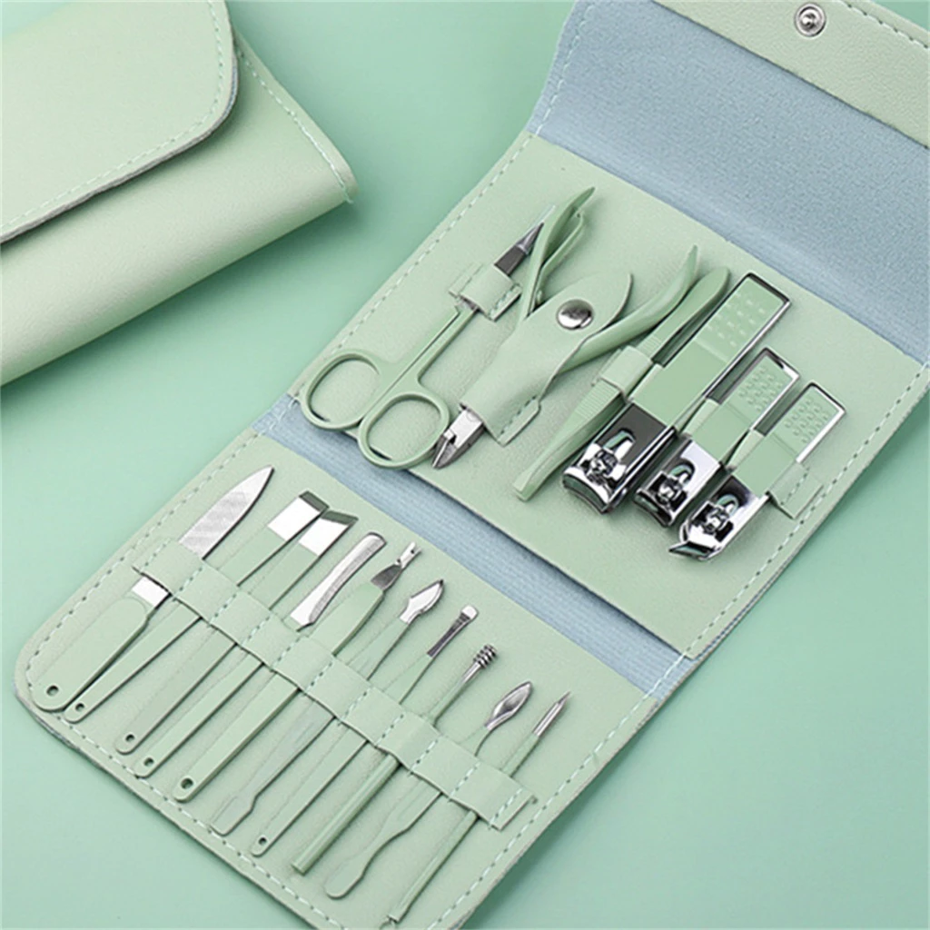 aE - Kit 16 Pçs Cortador De Unhas Pedicure Tesoura Prego Conjunto De Ferramentas