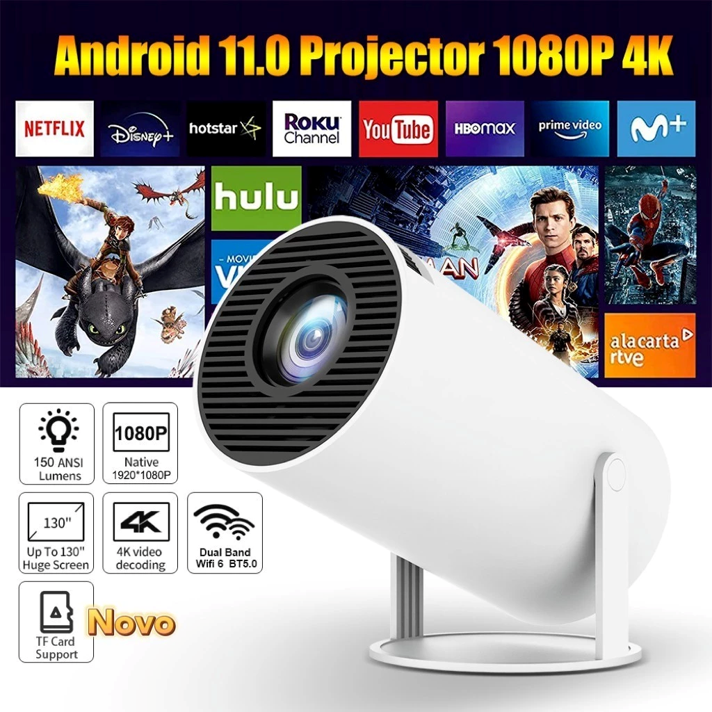 aE - Projetor 4K HD 150 Polegadas Celular, Tv B0x, Xbox, PS, Pc, Wifi HY300 Pro Magcubic