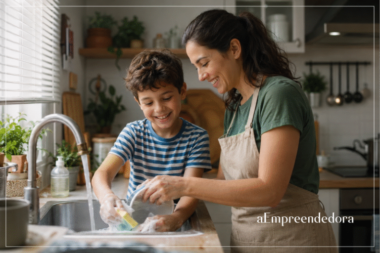 Filho participativo cresce homem competente